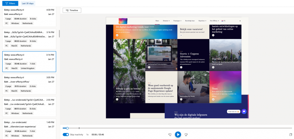 Microsoft Clarity recordings.