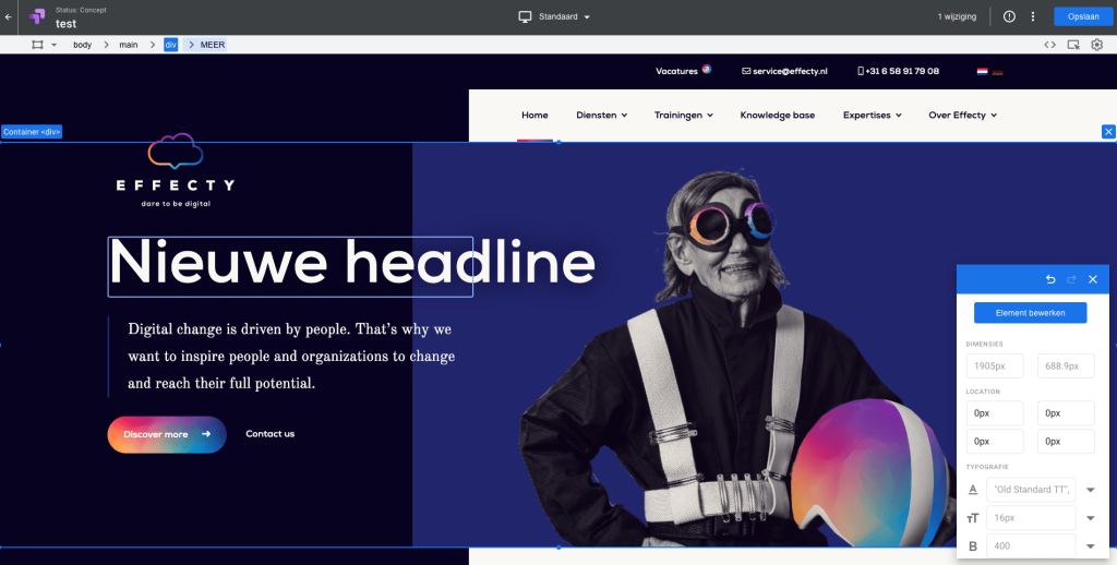 Website personalisatie editor.