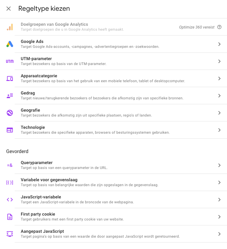 Website personalisatie targeting.